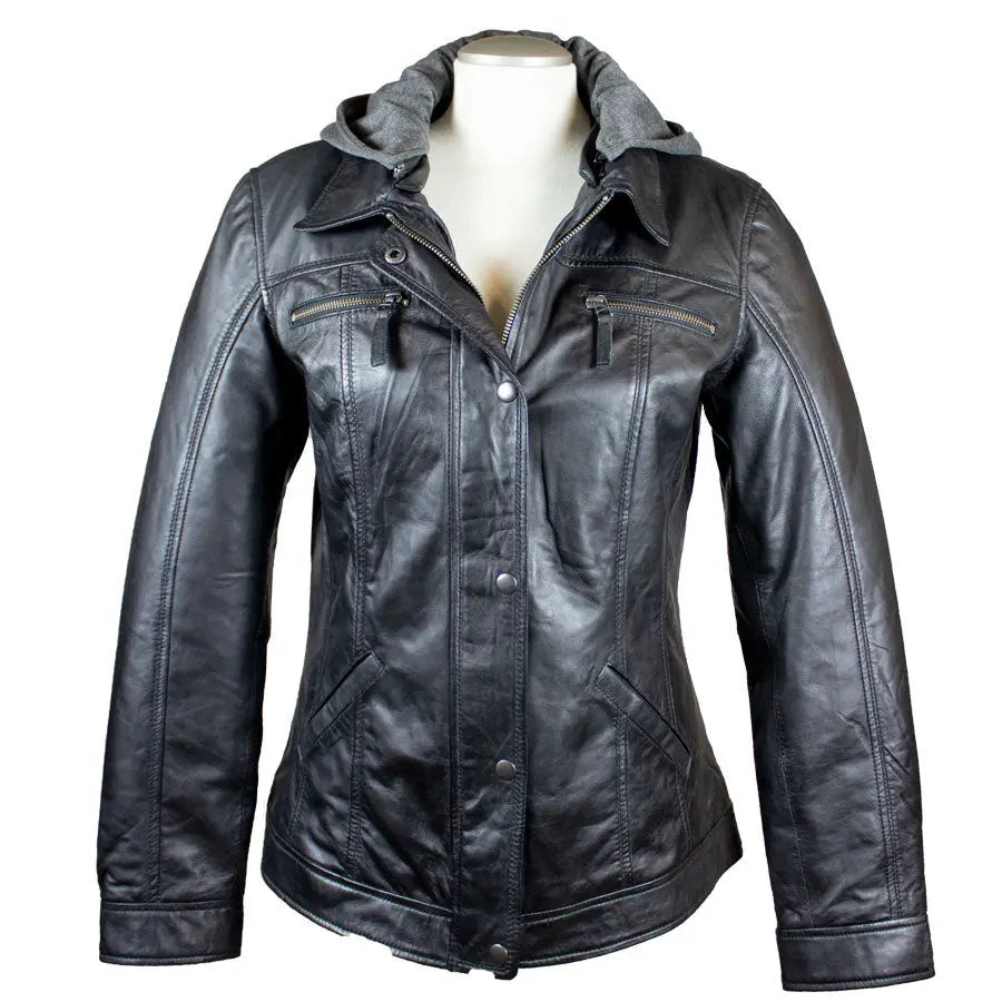 Chaqueta de cuero para mujer BOL con capucha extraíbleEX-STOCK Canada 