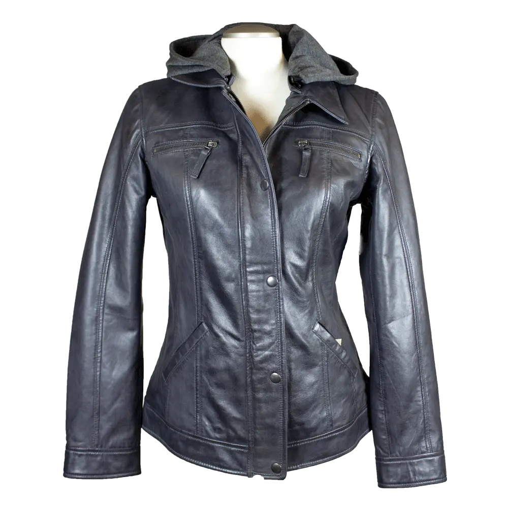 Chaqueta de cuero para mujer BOL con capucha extraíbleEX-STOCK Canada 