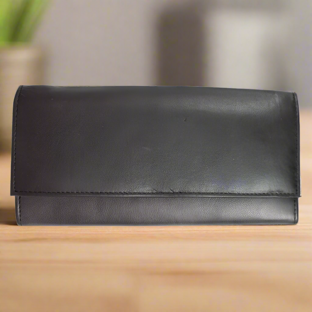 محفظة نسائية ثلاثية الطي من الجلد مقاومة لتقنية RFID من BOLEX-STOCK Canada 