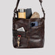 Greenwood Leather Shoulder Bag with 2 Zip Pockets 
