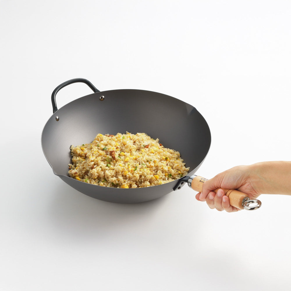YOSHIKAWA Cook-Pal Ren Nitrided Carbon Steel Beijing Wok 36cm - Japan 