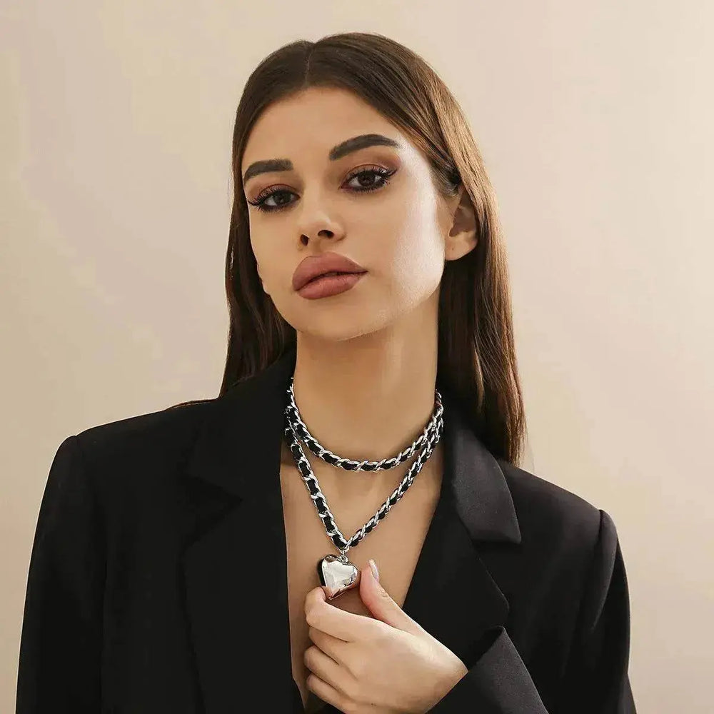 Big Love Double-layer Chains Design Necklace Women Street Punk Style Necklace Fashion Jewelry - EX-STOCK Canada