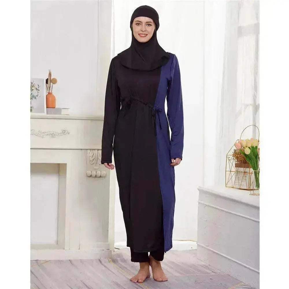 Black Women's Arab 2 Pieces Sets Long Sleeve Top Dress and Pants Abaya Outfits - EX-STOCK Canada