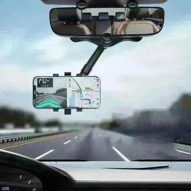 Car Rearview Mirror Phone Holder: Rotatable, Retractable, 360°, All Phones & Cars - EX-STOCK CANADA