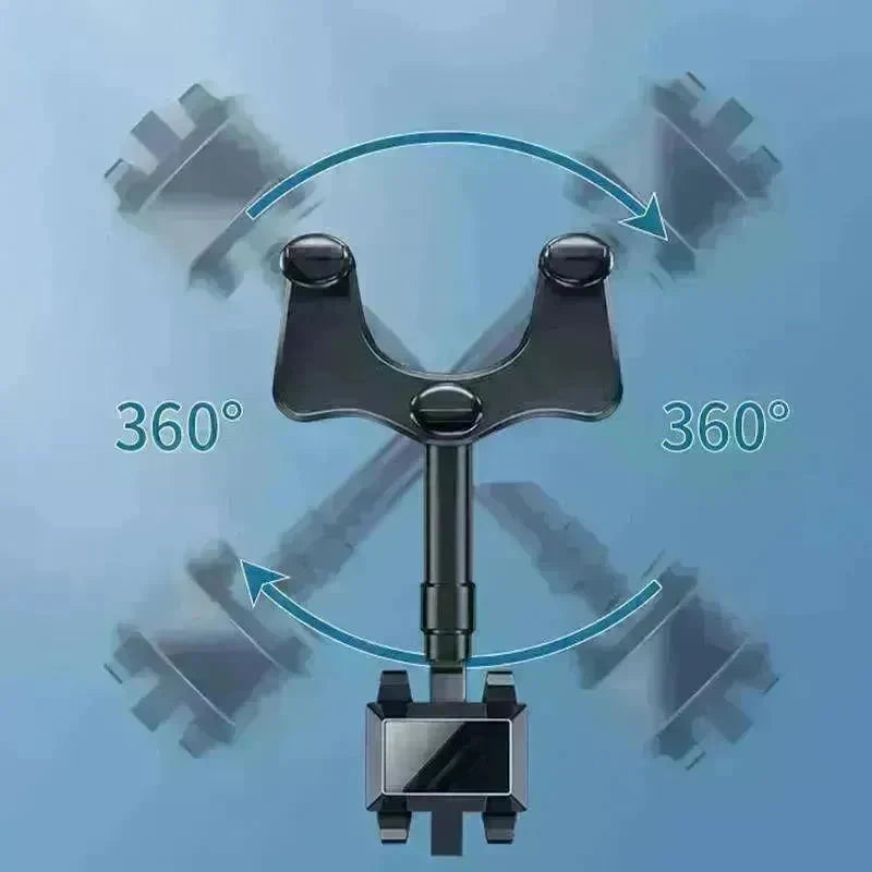 Car Rearview Mirror Phone Holder: Rotatable, Retractable, 360°, All Phones & Cars - EX-STOCK CANADA