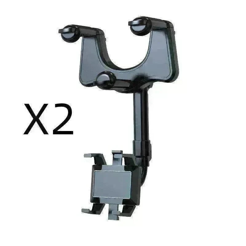 Car Rearview Mirror Phone Holder: Rotatable, Retractable, 360°, All Phones & Cars - EX-STOCK CANADA