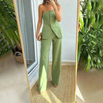 Casual Fashion Tailored Suit Button Graceful Tube Top Suit Pants - EX-STOCK Canada