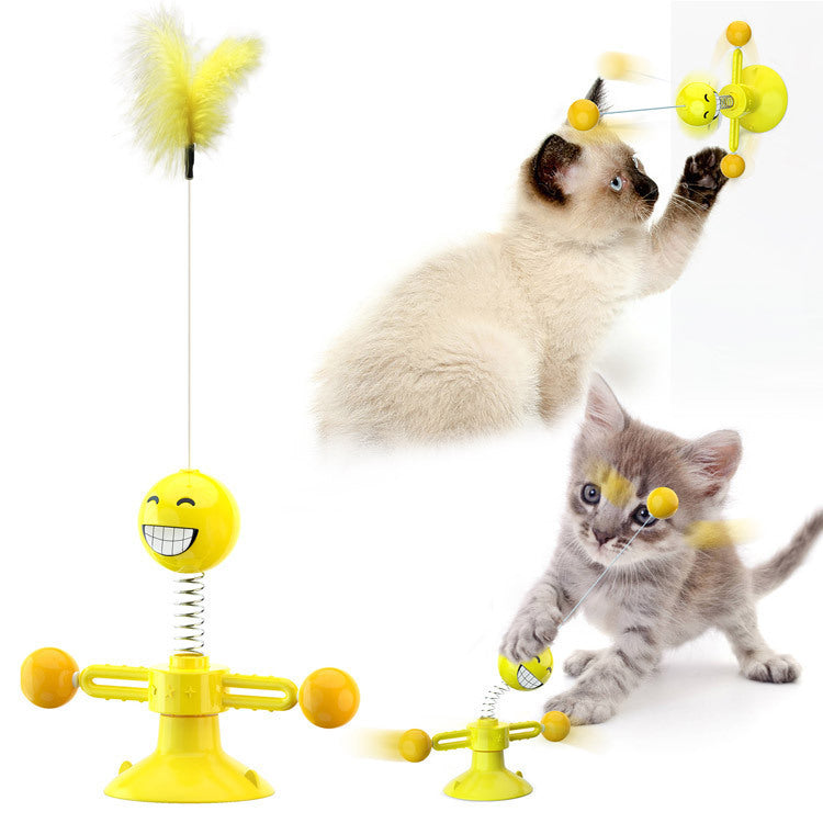 Cat Rotating Windmill Multi-Function Toys Itch Scratching Device Teeth Shining Toy EX-STOCK Canada 