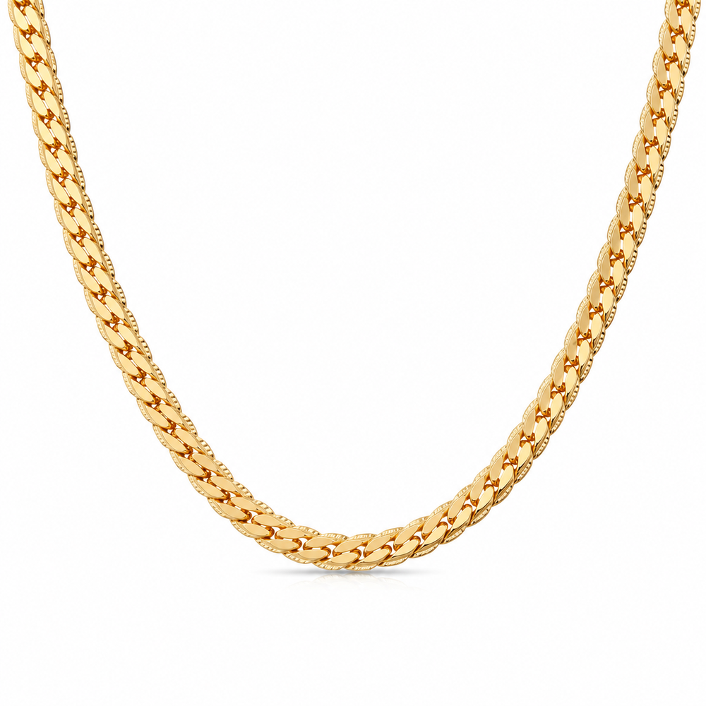 Men Necklace Gold Tone Snake Chain 