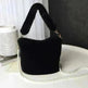 Checkerboard Plush Bucket Bag With Pearl Chain - EX-STOCK CANADA