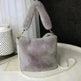 Checkerboard Plush Bucket Bag With Pearl Chain - EX-STOCK CANADA