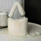 Checkerboard Plush Bucket Bag With Pearl Chain - EX-STOCK CANADA
