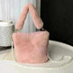 Checkerboard Plush Bucket Bag With Pearl Chain - EX-STOCK CANADA
