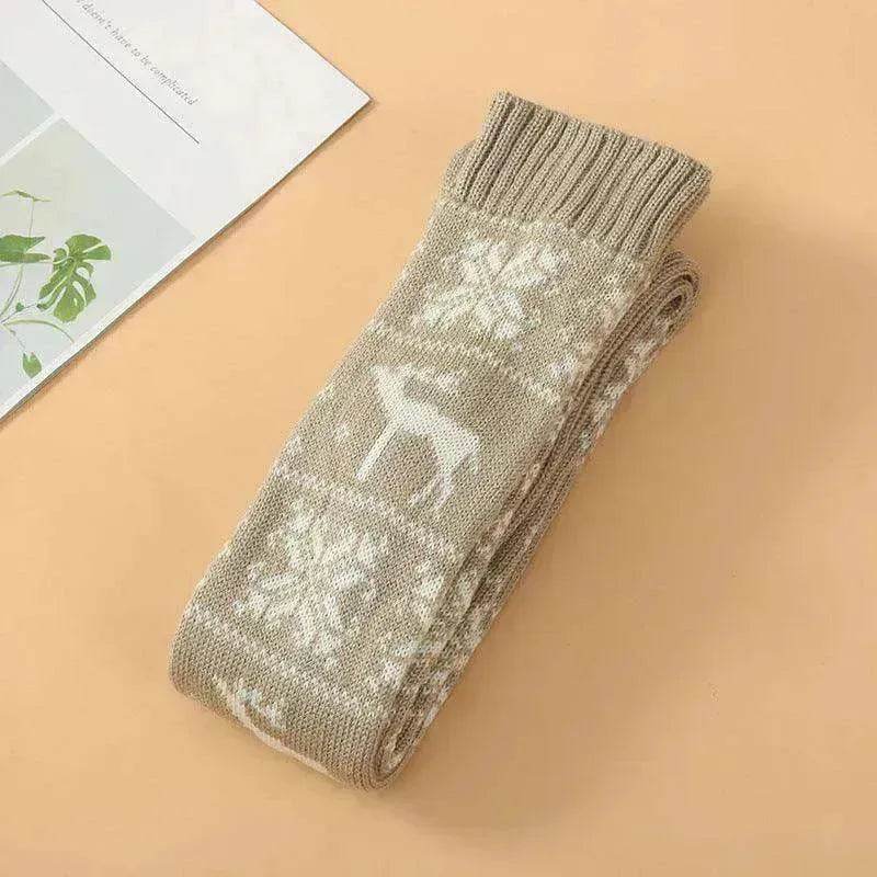 Christmas Knitted Cotton Woolen Thigh-High Deer Socks - EX-STOCK Canada