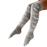 Christmas Knitted Cotton Woolen Thigh-High Deer Socks - EX-STOCK Canada