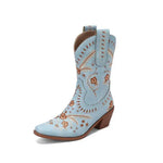 Chunky Heel Embroidery Knee-high Cowboy Boots - EX-STOCK Canada