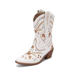 Chunky Heel Embroidery Knee-high Cowboy Boots - EX-STOCK Canada