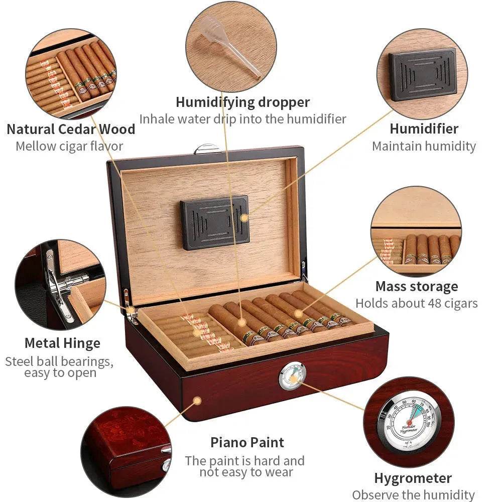 Humidificateur de cigares Boîte à cigares hydratante Bois de cèdre Grande capacité - EX-STOCK Canada