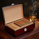 Boîte Humidor à Cigares en Bois de Cèdre – Capacité de 48 Cigares | Rouge et Ébène 