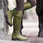 Classic Fashion Riding Western Boots Winter Knee Buckle Boots High Block Heel Round Toe Shoes For Women EX-STOCK Canada 