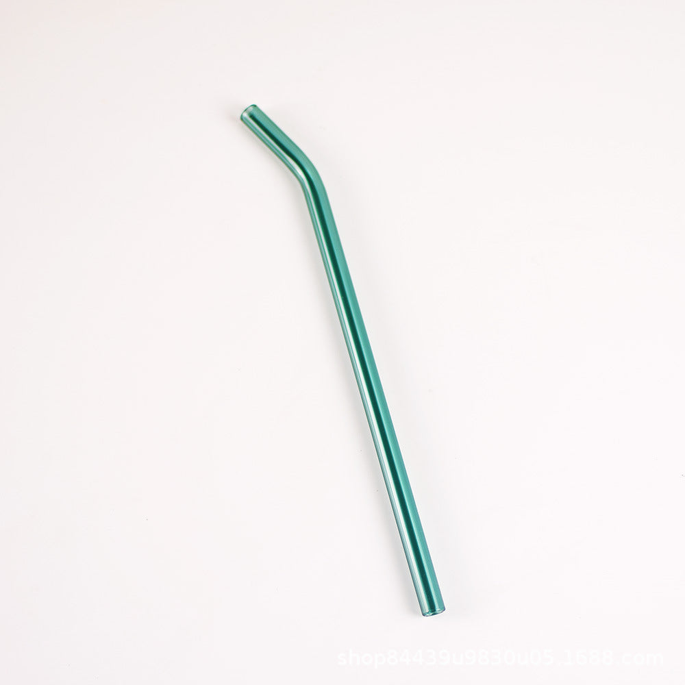 Colored High Borosilicate Environmentally Friendly Heat-resistant Curved Glass Straws EX-STOCK Canada 