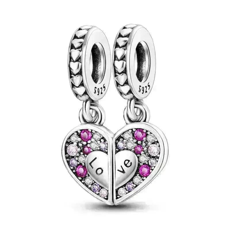 Copper Plating 925 Silver Love Beads Pendant - EX-STOCK CANADA