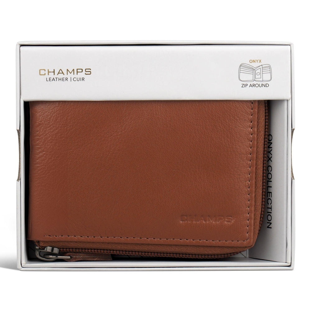 Portefeuille zippé autour en cuir / OnyxEX-STOCK Canada 