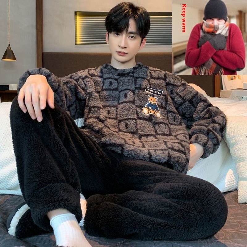 Coral Velvet Pajamas Men's Autumn And Winter Long-sleeved Thickened  EX-STOCK CANADA