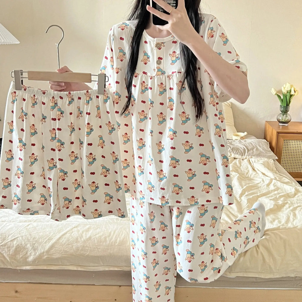 Cotton Three-piece Pajamas For Women Spring And Summer - EX-STOCK Canada