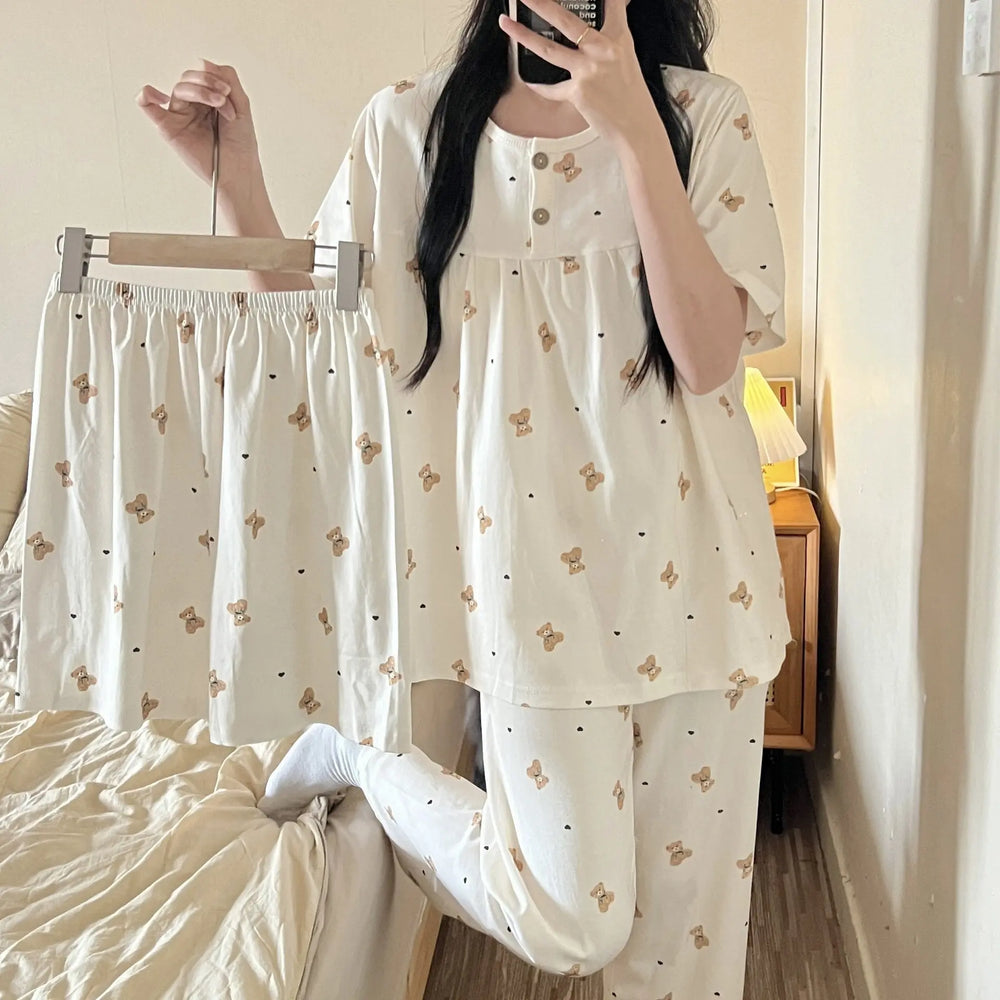 Cotton Three-piece Pajamas For Women Spring And Summer - EX-STOCK Canada