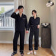 Couple Pajamas Lapel Cardigan Long Sleeves  EX-STOCK CANADA