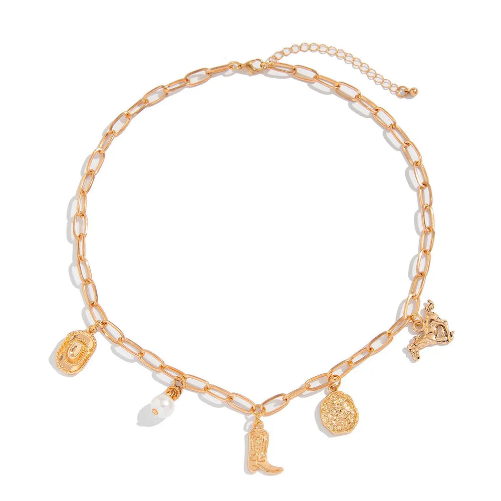 Cowboy Boot Alloy Pendant Necklace Irregular - EX-STOCK Canada