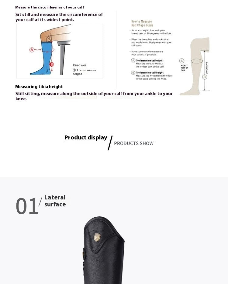 Cowhide Equestrian Chaps High Quality Thick Cowhide Double Zipper Riding Leg Guard Boots EX-STOCK Canada 