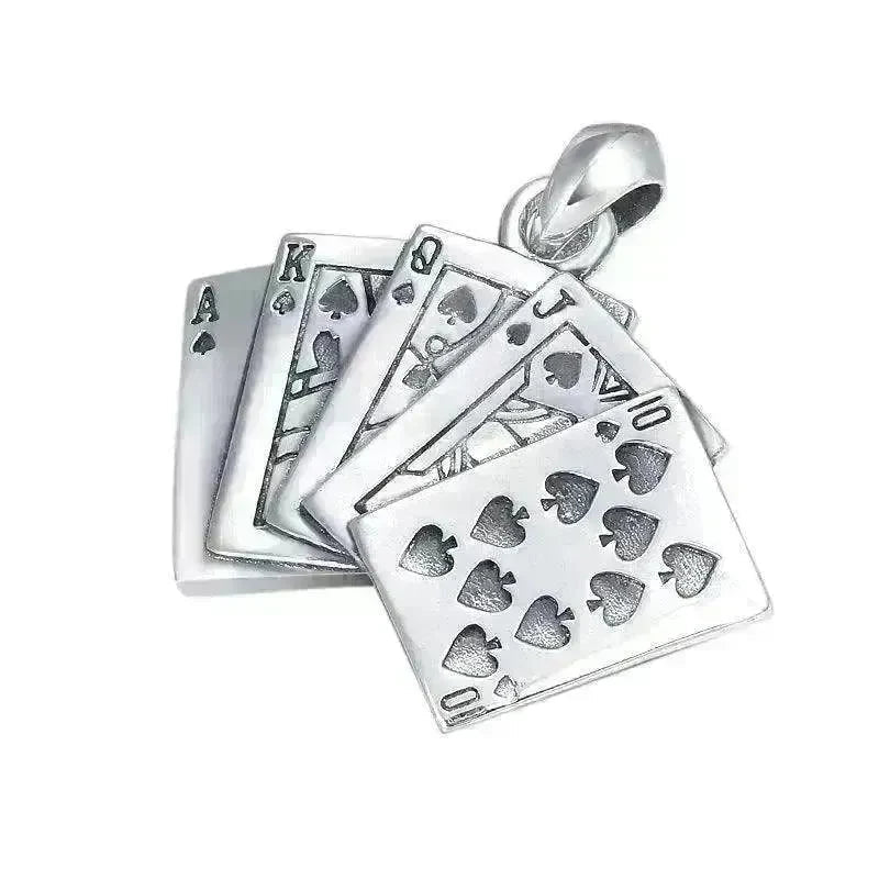 Creative Flush Poker S925 Sterling Silver Pendant - EX-STOCK CANADA