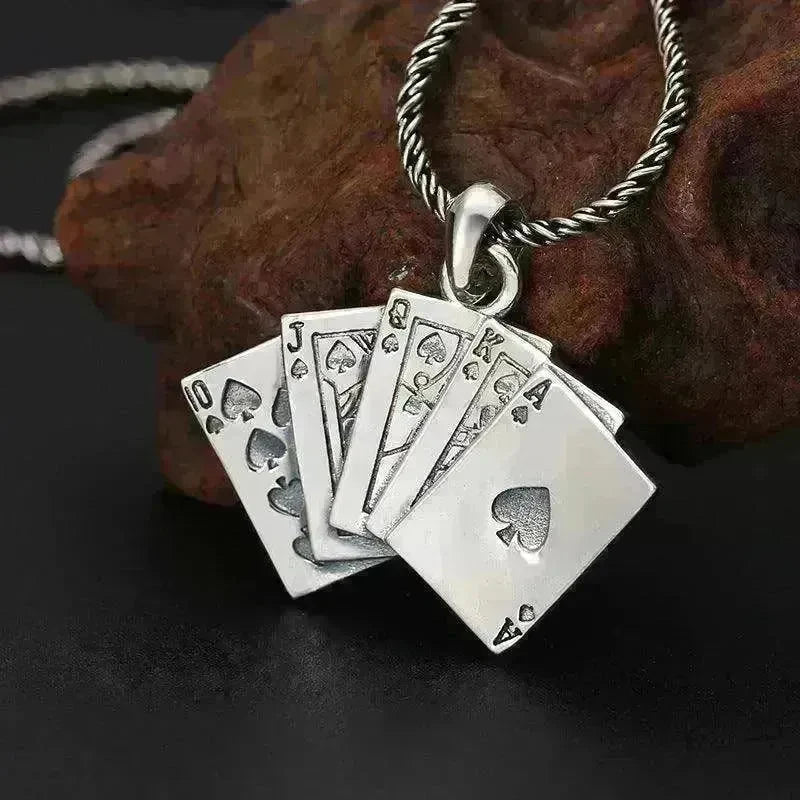 Creative Flush Poker S925 Sterling Silver Pendant - EX-STOCK CANADA