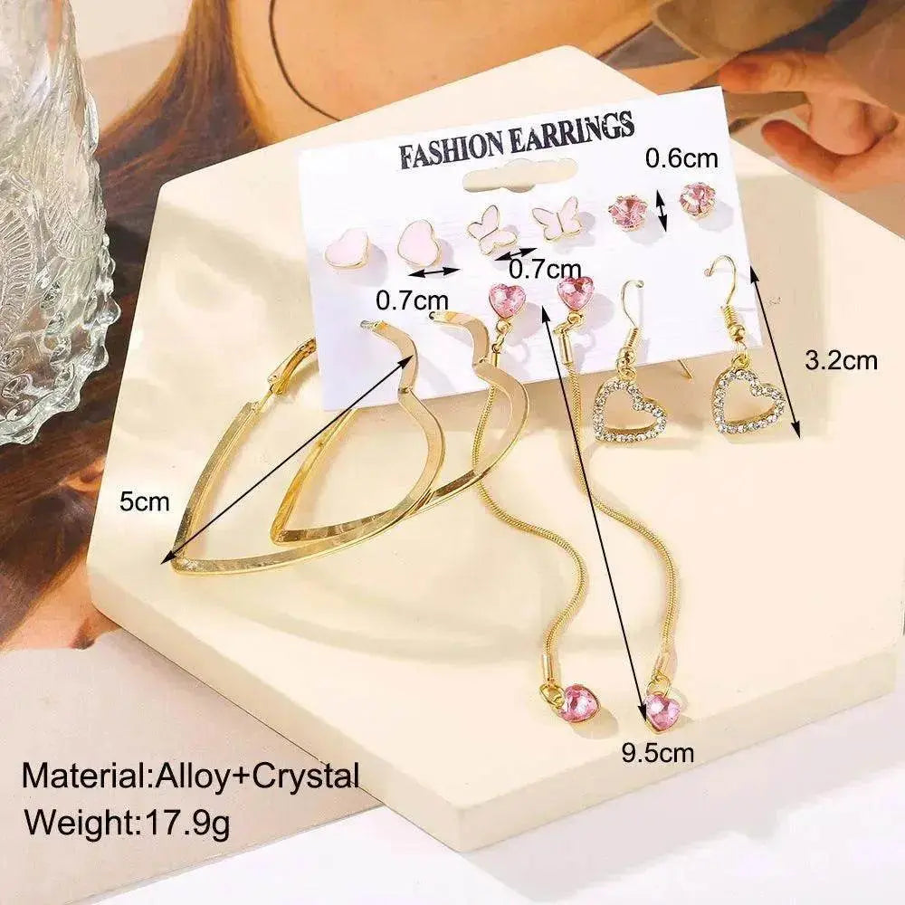 Creative Simple Retro Love Star Chain Ear rings Set - EX-STOCK Canada