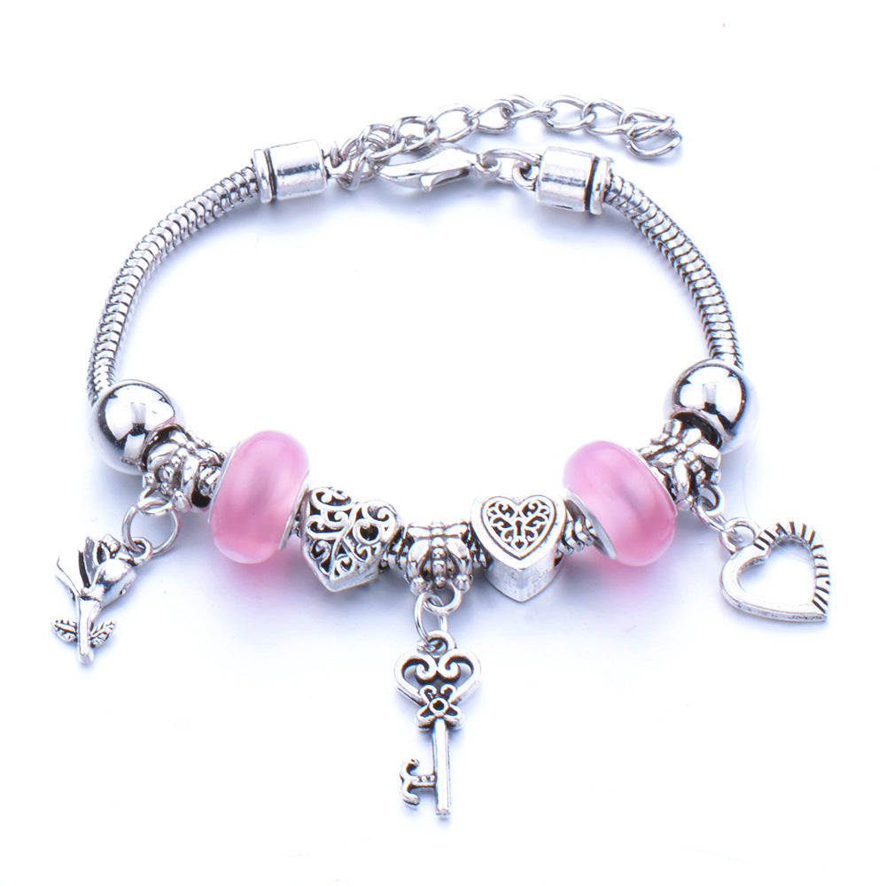 Crown, peach heart, owl, elephant pendant, multi-element large beads, retro female bracelet EX-STOCK Canada 