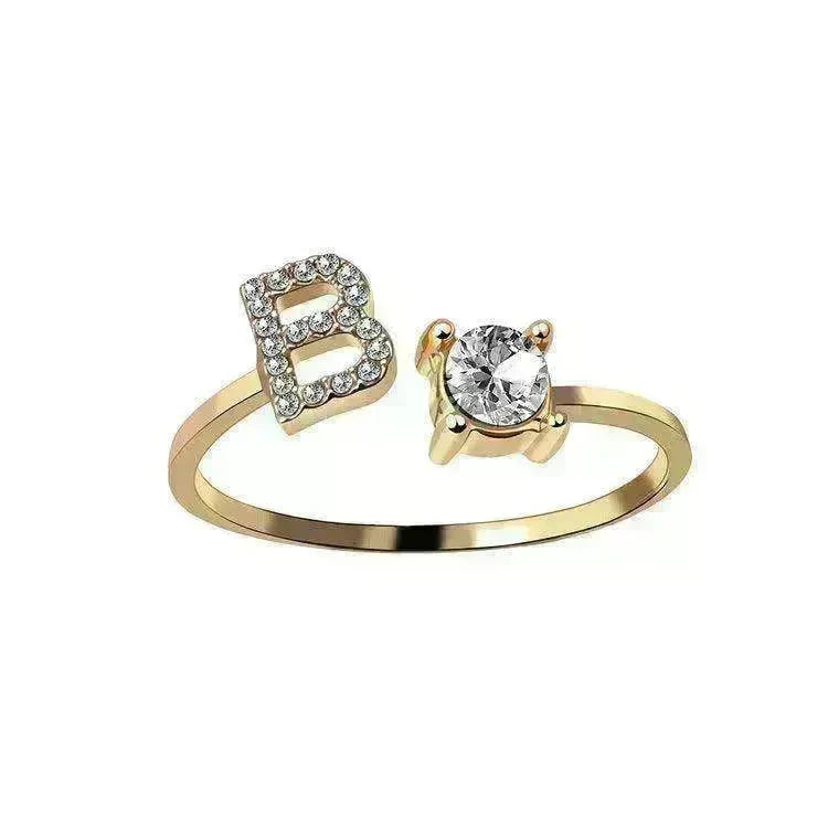 Customizable 26-Letter Ring: Fashionable & Elegant Jewelry - EX-STOCK CANADA
