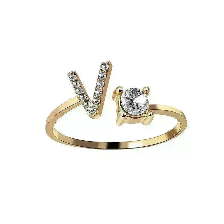Customizable 26-Letter Ring: Fashionable & Elegant Jewelry - EX-STOCK CANADA