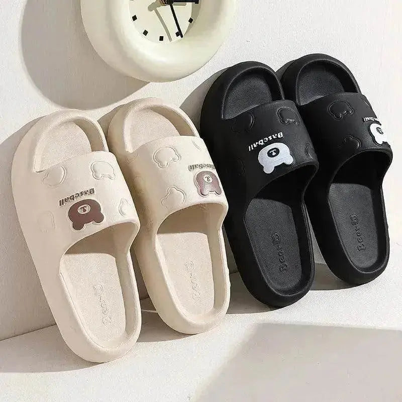 Cute Cartoon Bear Slippers For Women Summer Indoor Thick-soled Non-slip Floor Bathroom Home Slippers Men House Shoes - EX-STOCK Canada