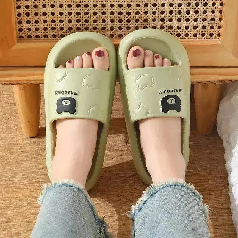 Cute Cartoon Bear Slippers For Women Summer Indoor Thick-soled Non-slip Floor Bathroom Home Slippers Men House Shoes - EX-STOCK Canada