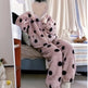 Cute Casual Pajamas For Women Winter Fleece-lined Thickened Polka Dot Turtleneck Drawstring Suit - EX-STOCK Canada