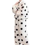 Cute Casual Pajamas For Women Winter Fleece-lined Thickened Polka Dot Turtleneck Drawstring Suit - EX-STOCK Canada