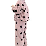 Cute Casual Pajamas For Women Winter Fleece-lined Thickened Polka Dot Turtleneck Drawstring Suit - EX-STOCK Canada