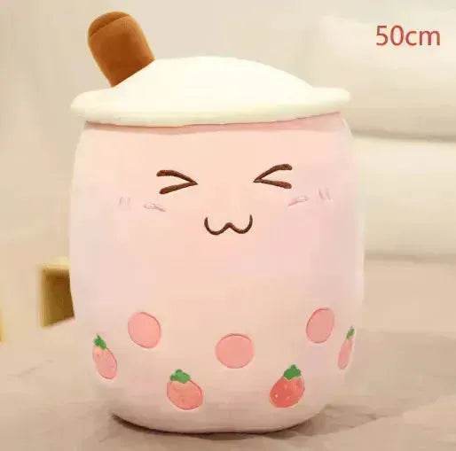 Boisson de fruits mignonne en peluche, peluche douce de thé au lait à la fraise, jouet en tasse de thé à la perle, coussin de bubble tea, cadeau pour enfants - EX-STOCK Canada