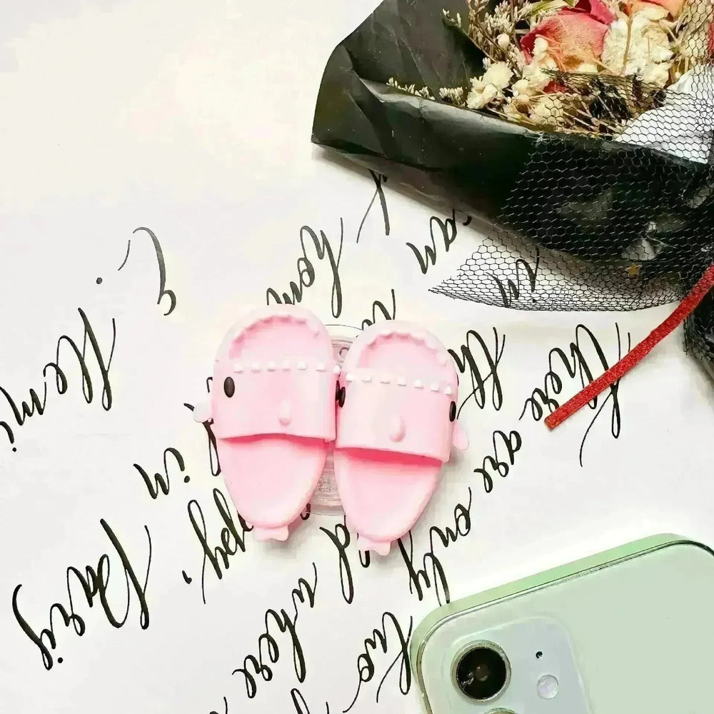 Cute Little Shark Simulation Slippers Phone Case Airbag Bracket Adhesive Retractable Watch Binge-watching Net Class Support Frame - EX-STOCK CANADA