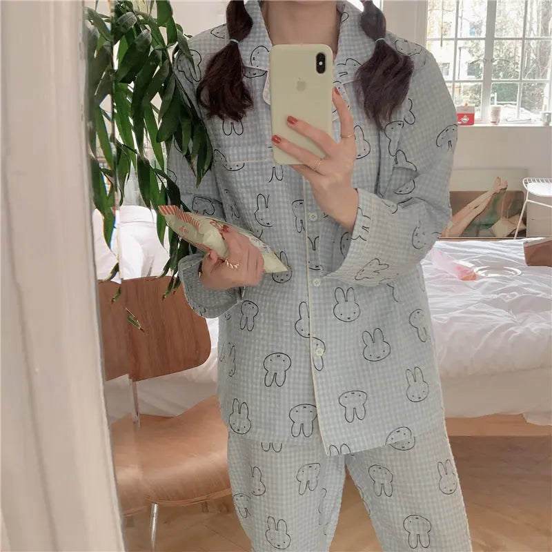 Cute Rabbit Pajamas For Women Sweet Long Sleeve Cardigan Suit - EX-STOCK Canada