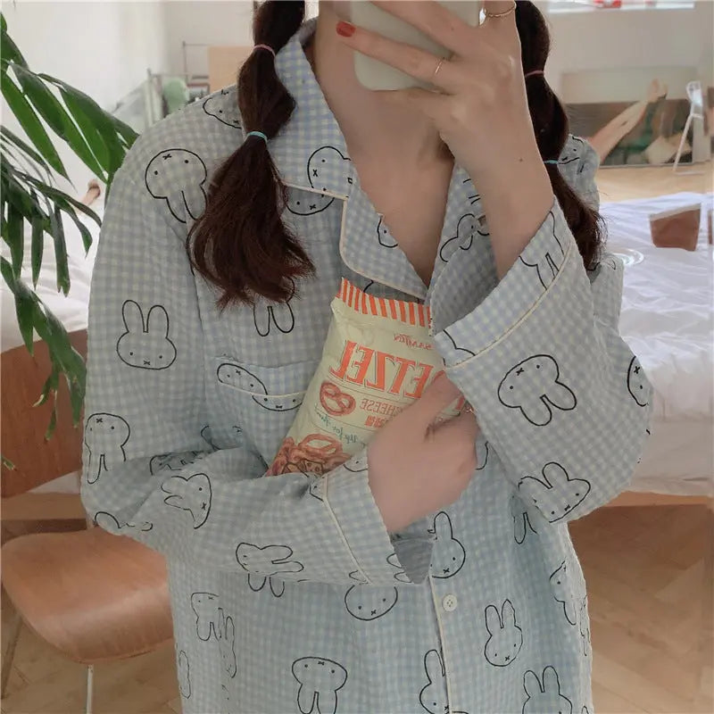 Cute Rabbit Pajamas For Women Sweet Long Sleeve Cardigan Suit - EX-STOCK Canada