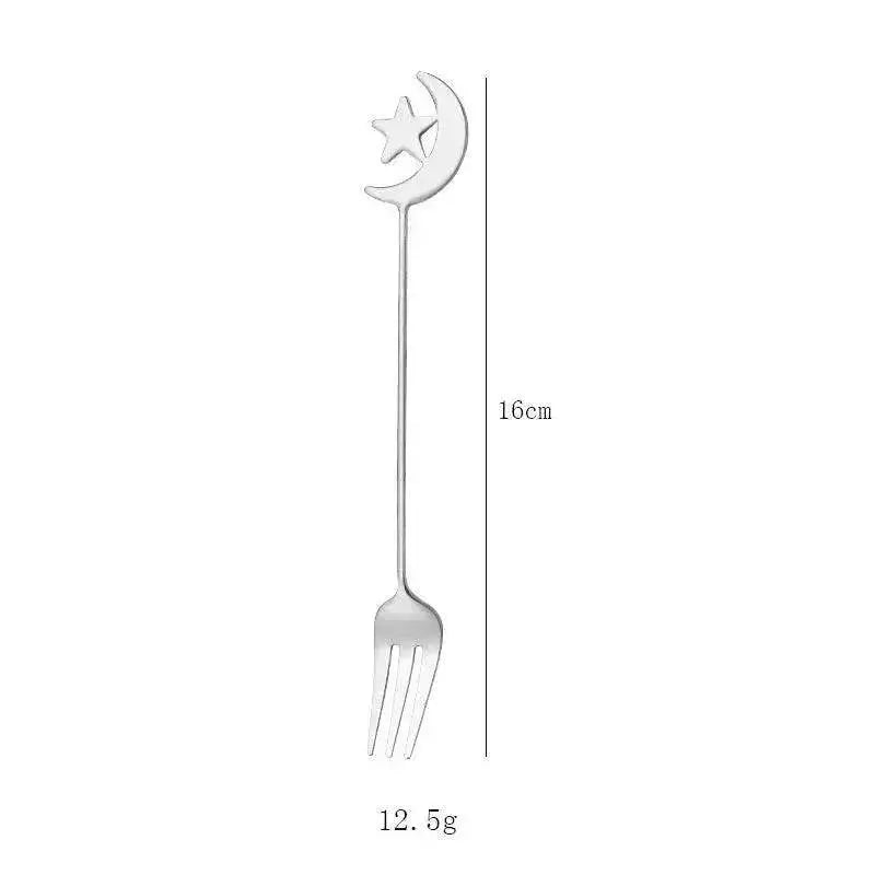 Cute Star and Moon 304 Stainless Steel Spoon and Fork Set for Coffee - EX-STOCK Canada