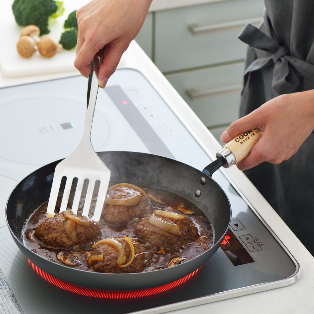 Yoshikawa Cook-Pal Ren Deep Frying Pan 24cm– Nitrided Carbon Steel, Made in Japan 